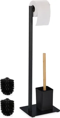 Produktbild von relaxdays WC Garnitur Bambus & Edelstahl