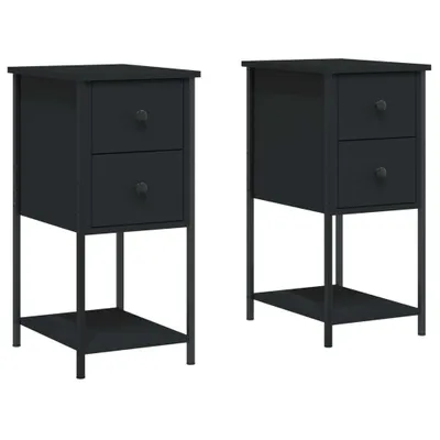 Image de vidaXL vidaXL Tables de chevet-2-st-32x42x70-cm-travaillé-bois-noir