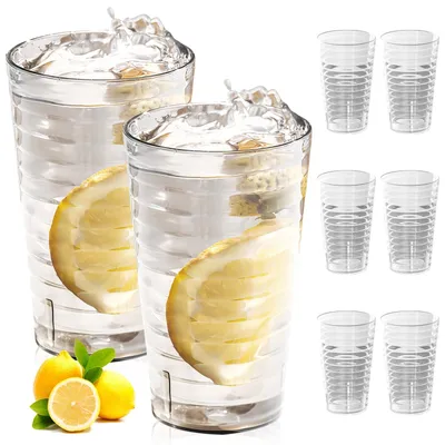 Imagen del producto de Vasos de plástico apilables, juego de 8 unidades, sin BPA, vasos resistentes a roturas, reutilizables, ideales para camping