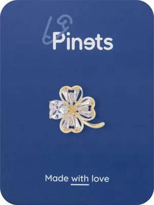 Imagen del producto de PINETS: Alfiler de trébol dorado, símbolo de buena suerte