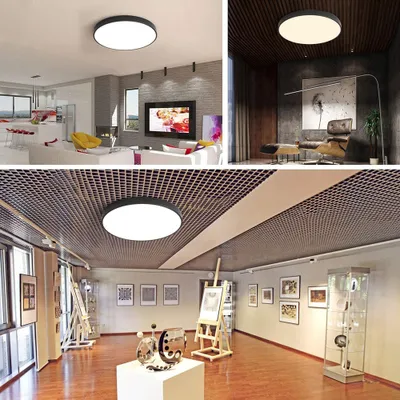 Produktbild von 48W 50CM Led Deckenleuchte Schwarz Dimmbar 3 Farbtemperaturen Für Küche, Wohnzimmer, Balkon, Flur, Badezimmer, Schlafzimmer