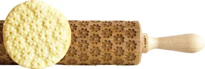 Produktbild von Holz Teigroller mit Gänseblümchen Prägung