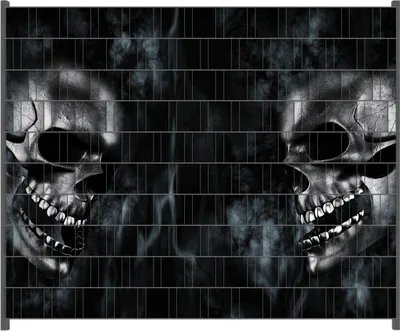 Produktbild von Wallario Zaunsichtschutz mit Motiv Rauchende Schädel für Ein- und Doppelstabmatten Zäune in der Größe 250 x 200 cm