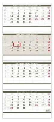 Immagine prodotto di Calendario trimestrale 2027, formato pieghevole, colore grigio (N209-27)