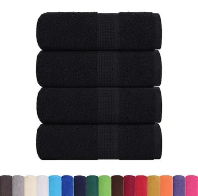 Image de vidaXL Serviettes pour invités FROGN, lot de 4, noir, 30 x 50 cm, 360 g/m²