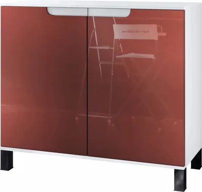 Produktbild von Vladon Kommode Sylt V3, Moderner Küchenschrank mit 2 großen Türen Weiß matt / Bordeaux Hochglanz (92,5 x 84.5 x 35)