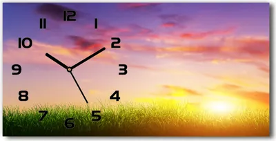Produktbild von Wanduhr aus Glas – 60x30 cm - Glasbild - Glasuhr - Gehärtetes Glas - schwarze-zeiger - Sonnenuntergang