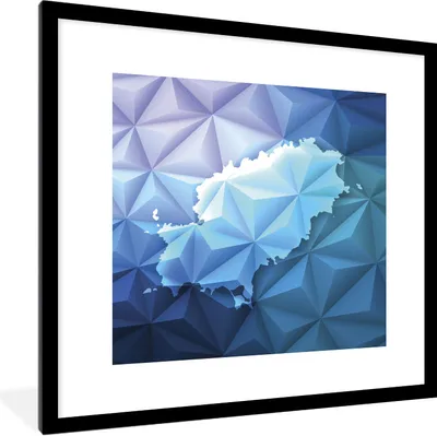 Produktbild von MuchoWow® Gerahmtes Poster Eine Illustration einer blauen Karte von Ibiza mit Dreiecken 40x40 cm - Poster mit Schwarzem Bilderrahmen Wandposter Rahmen Foto Bilder - Poster - Plakat im Rahmen