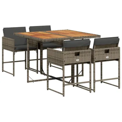 Produktbild von vidaXL 5-tlg. Garten-Essgruppe mit Kissen Grau Poly Rattan