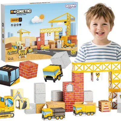Produktbild von Woopie Magnetische Bauwürfel Baustelle 49 Stk.