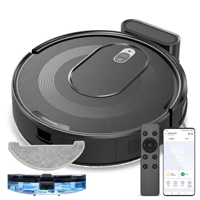 Immagine prodotto di Vactidy W7 robot aspirapolvere con funzione mopping, 4000Pa/120min di autonomia, APP/voce/telecomando, 4 modalità di pulizia robot aspirapolvere, ideale per peli di animali domestici