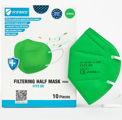 Produktbild von Atemschutzmaske Virshields grün 10 Stück für Schutz für Hygiene Packung Produkt