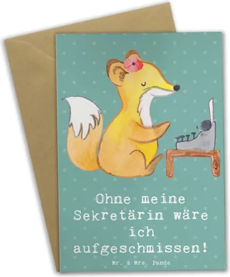 Produktbild von Mr. & Mrs. Panda Grußkarte Sekretärin Helfer - Meeresbrise - Geschenk, Spruch, Berufspassion, Berufsprodukte, Grußkarten, professionelle Unterstützung, Beruf, Büroalltag