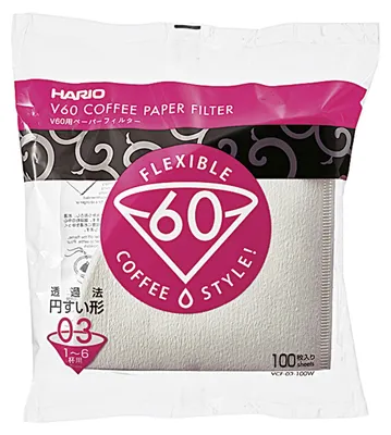 Produktbild von Hario V60 Filter Papers, Kaffeefilter, V60, Transparent, Weiß, 100 Stück(e)