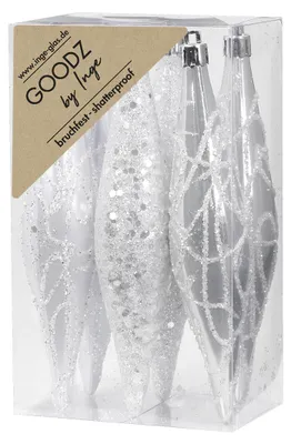 Produktbild von Inge‘s Christmas Decor 81160 G220, Weihnachtsschmuck-Set, Kunststoff, Silber, 6 Stück(e), Box, 150 mm