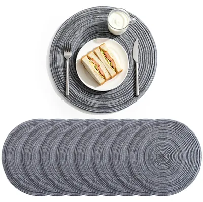 Runde geflochtene Platzsets, 8 Stück, 30 cm, hitzebeständig, skandinavisch