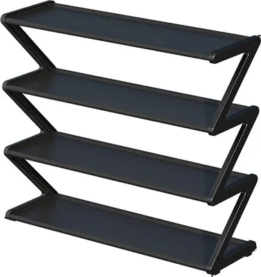 Produktbild von Schuhregal, 4-stufiger Schuh-Organizer für 9–12 Paar Schuhe, freistehendes Schuhregal für Eingangsbereich und Flur, Schuhregal für Schrank, Schwarz