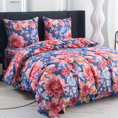 Immagine prodotto di Biancheria da letto - 135x200 cm - Set composto da copripiumino e federe - Motivo "Giardino" - Microfibra e cotone - 1 federa 70x80 cm