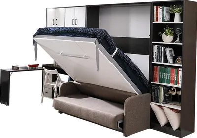 Produktbild von Schrank Bett mit Sofa Polster Wand Schränke Schlaf Bett klapp Möbel + Couch