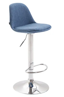 Produktbild von CLP Barhocker Kiel Stoff höhenverstellbar und drehbar blau Gestell Farbe chrom