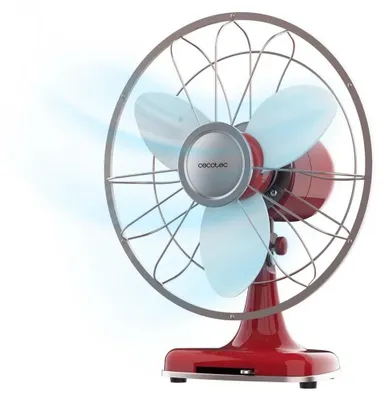 Produktbild von Retro-Tischventilator mit 40 W und 12 Zoll, 3 Flügeln, 3 Geschwindigkeiten, Oszillation und einstellbarer Neigung.