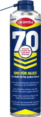 Produktbild von Caramba 70, Multifunktionsspray, Schmiermittel und Rostlöser, Sprühöl mit Verschleiß- und Korrosionsschutz, Tellerübergreifender Sprühkopf, 400 ml