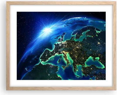 Produktbild von Gerahmtes Poster - Rahmen in heller Eiche - Nacht raum welt ansicht - 50x40 cm - Wand Bild - Wanddeko - Wandbilder - Wandposter - Bilderrahmen - Bilder - Kunstdruck - Wandbild - P2NAA50x40-2816