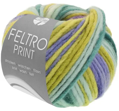 Produktbild von Lana Grossa FELTRO PRINT 50 g modernes Filzgarn 50 m Farbe 1315 - Limette/Lila/Mint/Oleandergrün/Dunkelgrün