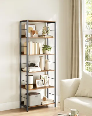 Produktbild von Bücherregal 6 Ebenen, Aufbewahrungsregal, mit Rückplatten, für Wohnzimmer, Arbeitszimmer, Homeoffice