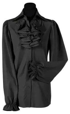 Produktbild von Rüschenbluse mit Jabot schwarz Größe: XXL