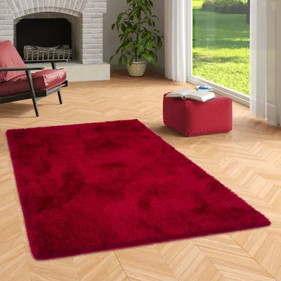 Produktbild von Hochflor Shaggy Teppich Luxus Emotion Mix Rot, Größe:100x200 cm