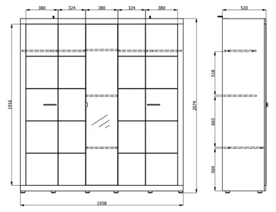 Produktbild von Giseny - Großer Kleiderschrank, 194x208h cm, Mattweiß, Kleiderstange