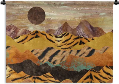 Produktbild von MuchoWow® Wandteppich Wandbehang Tigerdruck - Marmor - Gold 60x45 cm Tapisserie Dekoration Wandtuch - Das Schlafzimmer