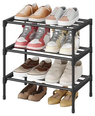 Produktbild von SONGMICS Schuhregal, 3 Ebenen, Schuhablage schmal, Schuh-Organizer Metall, 30 x 45 x 48,5 cm, schwarz