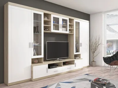 Obrázok produktu pre Moderná obývacia stena KILEEN - dub sonoma / biela + LED osvetlenie ZDARMA