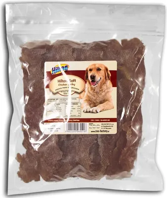 A bag of dog treats with a label showing a dog.