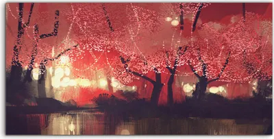 Produktbild von Coloray Acrylbild 120x60  Wandbild Acrylbilder Nacht Herbst Wald Fantasie Landschaft