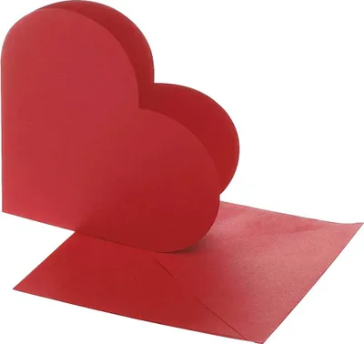 Produktbild von Creativ Company Herzkarten, Kartengröße 12,5x12,5 cm, Umschlaggröße 13,5x13,5 cm, rot, 10er Set 1 Box