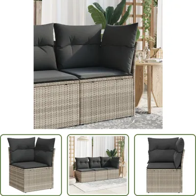 Zdjęcie produktu dla The Living Store Narożna sofa ogrodowa z poduszkami z jasnoszarego polirattanu