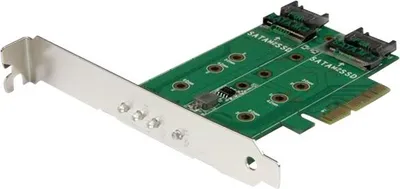Produktbild von STARTECH.COM 3 Port M.2 SSD (NGFF) Adapterkarte - 1x PCIe (NVMe) M.2, 2x SATA III M.2 - PCIe 3.0 - PCI Express 3.0 M.2 NGFF Kart