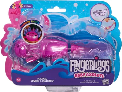 Produktbild von Fingerlings Interactive Baby Axolotl, Ziggy (Magenta), Swims & Lights Up