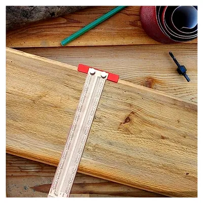 Produktbild von Markierungslehre für die Holzbearbeitung aus Edelstahl, multifunktionales Anreißwerkzeug, T-Form, präzises Anreißlineal zum Schneiden