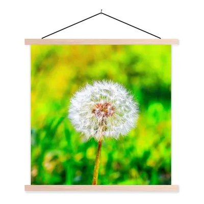 Produktbild von MuchoWow® Textilposter Löwenzahn - Gras - Blume 60x60 cm mit holzfarbenen Rahmen - Wanddekoration