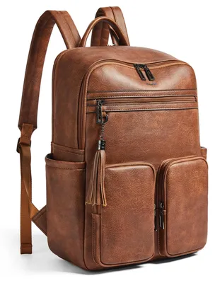Image de Sac à dos en cuir pour ordinateur portable de 16 pouces, idéal pour les femmes