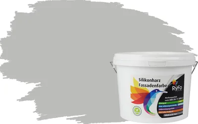 Produktbild von RyFo Colors Silikonharz Fassadenfarbe Lotuseffekt Trend Perlgrau 3l - bunte Fassadenfarbe, weitere Grau Farbtöne und Größen erhältlich, Deckkraft Klasse 1