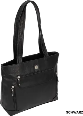 Produktbild von Damen Tasche Schultertasche Shopper Henkeltasche Handtasche Leder Optik SCHWARZ (15129)