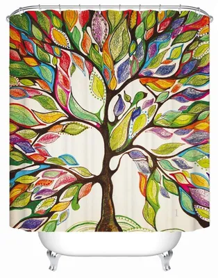 Imagen del producto de Cortina de ducha impermeable con estampado de motivos florales coloridos, 240x200 cm