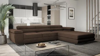 Produktbild von Ecksofa mit Schlaffunktion und Bettkasten VENUS TWIN - Ecksofa mit Federkern, Eckcouch Braun