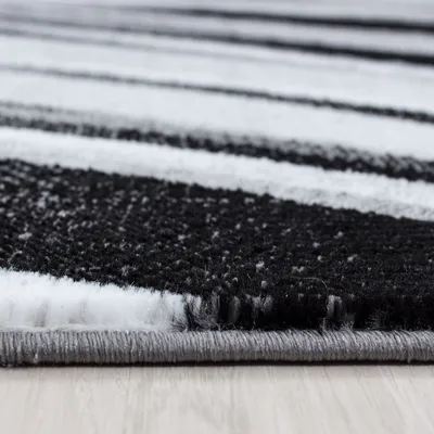 Produktbild von Kurzflor Teppich Paolo Läufer, Farbe: Schwarz, Größe:80x300 cm