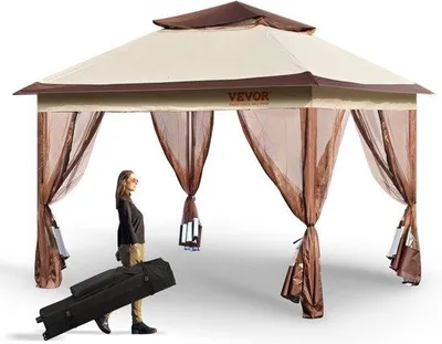Produktbild von Reisezeltpaviljoen aus 250D Oxford-Doppelstoff mit PolyurethanÜberzug, inklusive Transporttasche, 8-10 Personen, faltbarer Freisitzpavillon